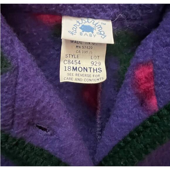 Vintage Hartstrings Baby Girl Fleece Bunting with Hat Size 18 Months - Picture 6 of 7
